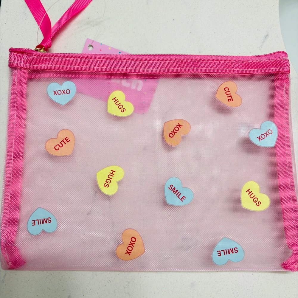 Target Spritz Pink Valentines Heart Mesh Bag